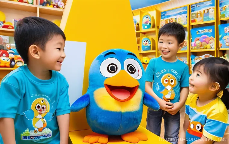 뽀로로의 팬덤 문화 분석 - A vibrant and heartwarming scene featuring Pororo the little penguin, Crong the dinosaur, Loopy the ... 뽀로로의 팬덤 문화 분석 - A vibrant and heartwarming scene featuring Pororo the little penguin, Crong the dinosaur, Loopy the ...