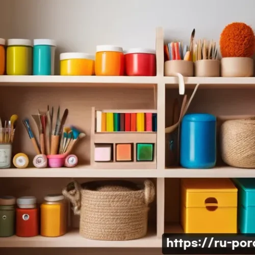 뽀로로를 모티브로 한 공예작품 - A cozy craft workspace featuring colorful felt fabrics, polymer clay sculptures of cartoon character...