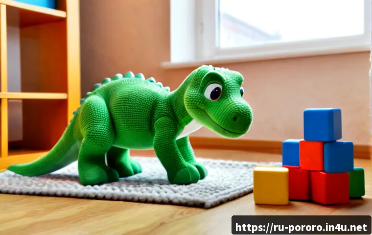 Home 17 뽀로로 크롱의 성격 특징 - Photorealistic small friendly green dinosaur character with a curious, playful expression, eagerly e...
